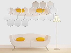 Acrylic Hexagon Wall Decor Sticker (Silver, 15x13cm)