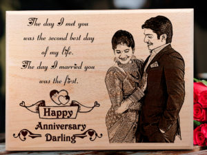 Customized Engraved Wooden Photo Plaque for ’25th Anni...