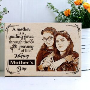 Mother’s Day Personalized Gift Engraved Photo Plaque Wood Gift for Mom (8×6 inches)