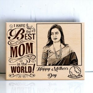 World’s Best Mom Wooden Personalized Engraved Photo Frame for Mom (10×8 Inches)