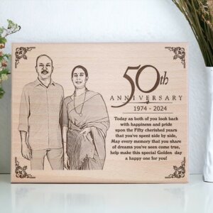 Customized Wooden Engraved Photo Frame For 50th Wedding Anni...