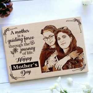 Mother’s Day Personalized Gift Engraved Photo Plaque Wood Gift for Mom (8×6 inches)