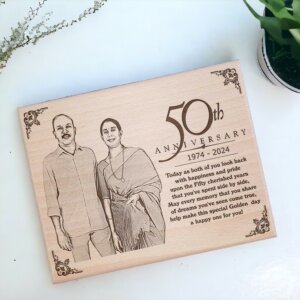 Customized Wooden Engraved Photo Frame For 50th Wedding Anni...