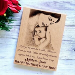 Wooden Happy Mothers Day Customized Engraved Photo Plaque fo...