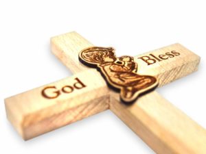 Wooden Engraved Faith Cross for Christmas (8x4in)