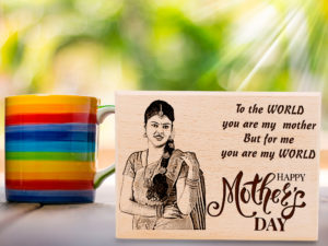 Wooden Happy Mothers Day Personalized Engraved Photo Plaque Gift for Mom (6×4 Inches)