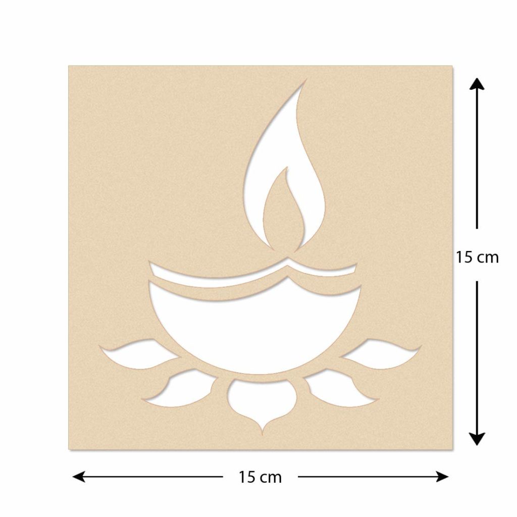 Diya Rangoli Wooden Stencil for Diwali (6x6inch) Incredible Gifts