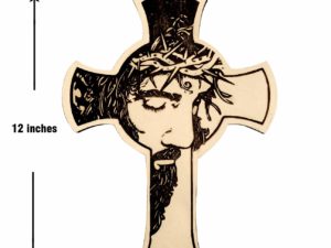 Wooden Jesus Christ Face Cross (30×22 cm)