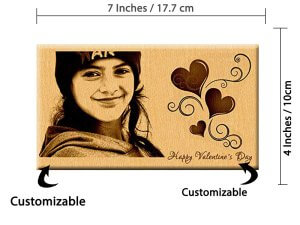 Valentines Personalized Engraved Wooden Photo Frame Gift for Girlfriend or Boyfriend (7×4 inches)