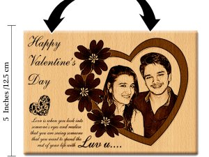 Valentine’s Day Personalized Engraved Photo Plaque Love Gifts for Couples (7×5 inches)