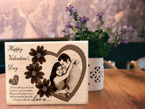 Valentine’s Day Unique Personalized Photo Plaque Gift for Couples (7×5 in , Wood)