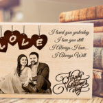 Personalized Wooden Engraved Photo Plaque Valentine Gift for Couples (8x6 inches)