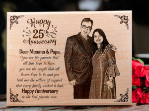 Customized Engraved Wooden Photo Plaque for 25th Anniversary...