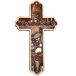 Engraved Jesus Christ Story on Wooden Cross for Christmas Decorations ( 30.5 x 17.8 cm )