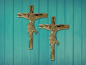 Wooden Engraved Cross for Christmas (Set of 2)