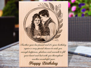 Personalized Engraved Wooden Birthday Gift Photo Plaque for Him or Her (12 x 9 inches)