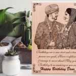Happy Birthday Dear' Personalized Engraved Rectangular Wooden Photo Plaque (9 x 7 inches, Brown)