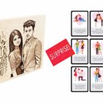 Combo of Personalized Wooden Engraved Photo Frame and Set of 9 Love Birthday Card for Couple (Multicolor, Wood 13x9.5cm)