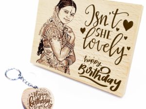 Combo Personalised Engraved Wooden Photo Plaque and Heart Sh...