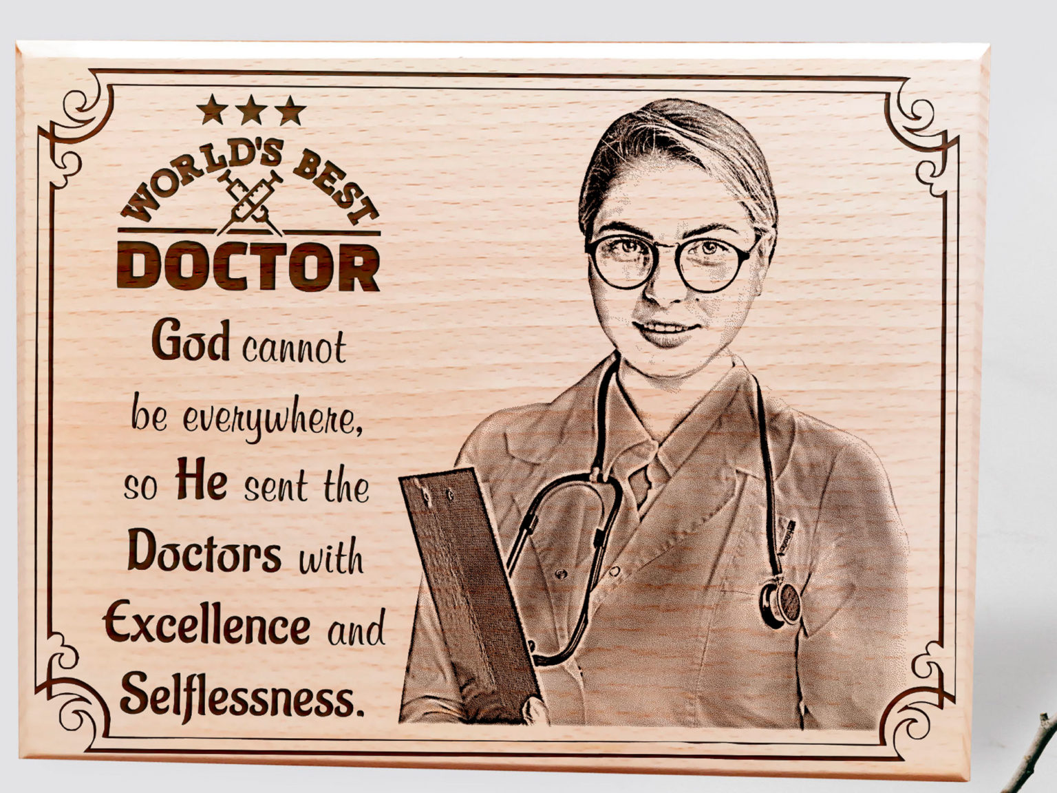 World's Best Doctor Personalized Engraved Plaque (9 X 12 inches,Wood) Incredible Gifts