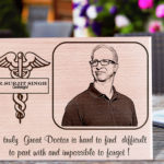 Personalized Engraved Photo Plaque Thank you Gift for Doctor (8x6 inches, Wood)