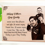 Unique Happy Father's Day Engraved Wooden Photo Frame Gift for Dad (10x8 Inches)