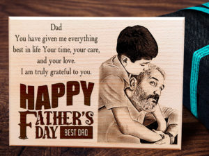 Unique Happy Father’s Day Engraved Wooden Photo Frame Gift for Dad (10×8 Inches)