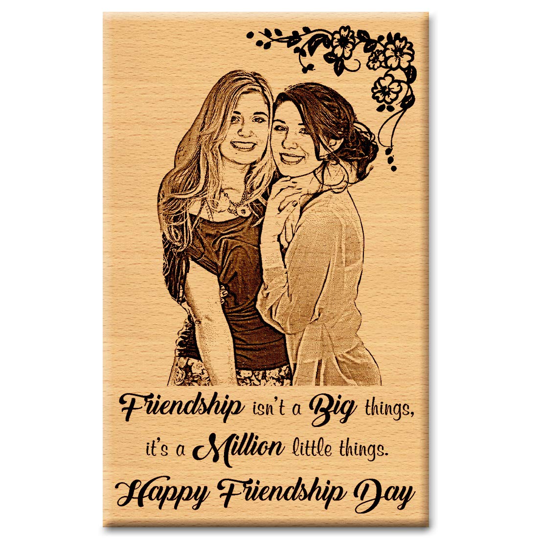 Incredible Gifts India Wooden Engraved Personalized Engraved Rectangular  Wall Mount Photo Frame Gift for Best Friend (6x4-inch, Beige) : Amazon.in:  Home & Kitchen