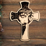 Wooden Jesus Christ Face Cross (30x22 cm)