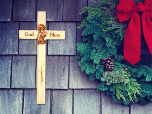 Wooden Engraved Faith Cross for Christmas (8x4in)