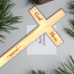 Wooden Engraved Faith Cross for Christmas Decoration ( 8x4 in)