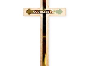 Wooden God Bless Golden Cross for Christmas (8×4 in)