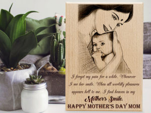 Wooden Happy Mother’s Day Customized Engraved Photo Plaque for Mom (10×8 Inches)