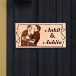 Engraved Door Photo Name Plate For Office/Home (12 x 6-inches ,Wood, Brown)