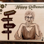 Personalized Engraved Photo Frame Happy Retirement Gift for Him or Her (9 X 12 inches,Wood)