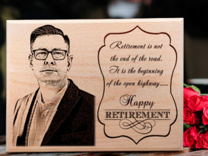 Personalized Engraved Photo Plaque Retirement Gift for Father or Boss (9×7 inches, Wood)