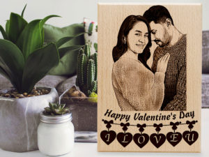 Unique Wooden Personalized Happy Valentine’s Gift Plaque for Couples (10×8 in)