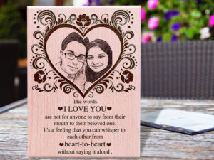 Valentines Day Personalized Engraved Photo Frame For Couples (12×9 in, Wood )