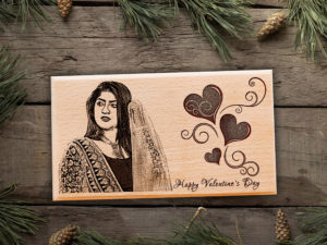 Happy Valentine’s Day Personalized Engraved Plaque Gift for Girls (7×4 in, Wood)