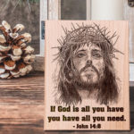 Jesus Christ Engraved Photo on Wood Christmas Plaque (Wooden, 5x4 inch, Brown)