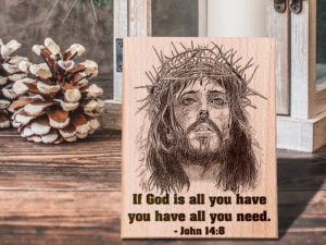 Jesus Christ Engraved Photo on Wood Christmas Plaque (Wooden...