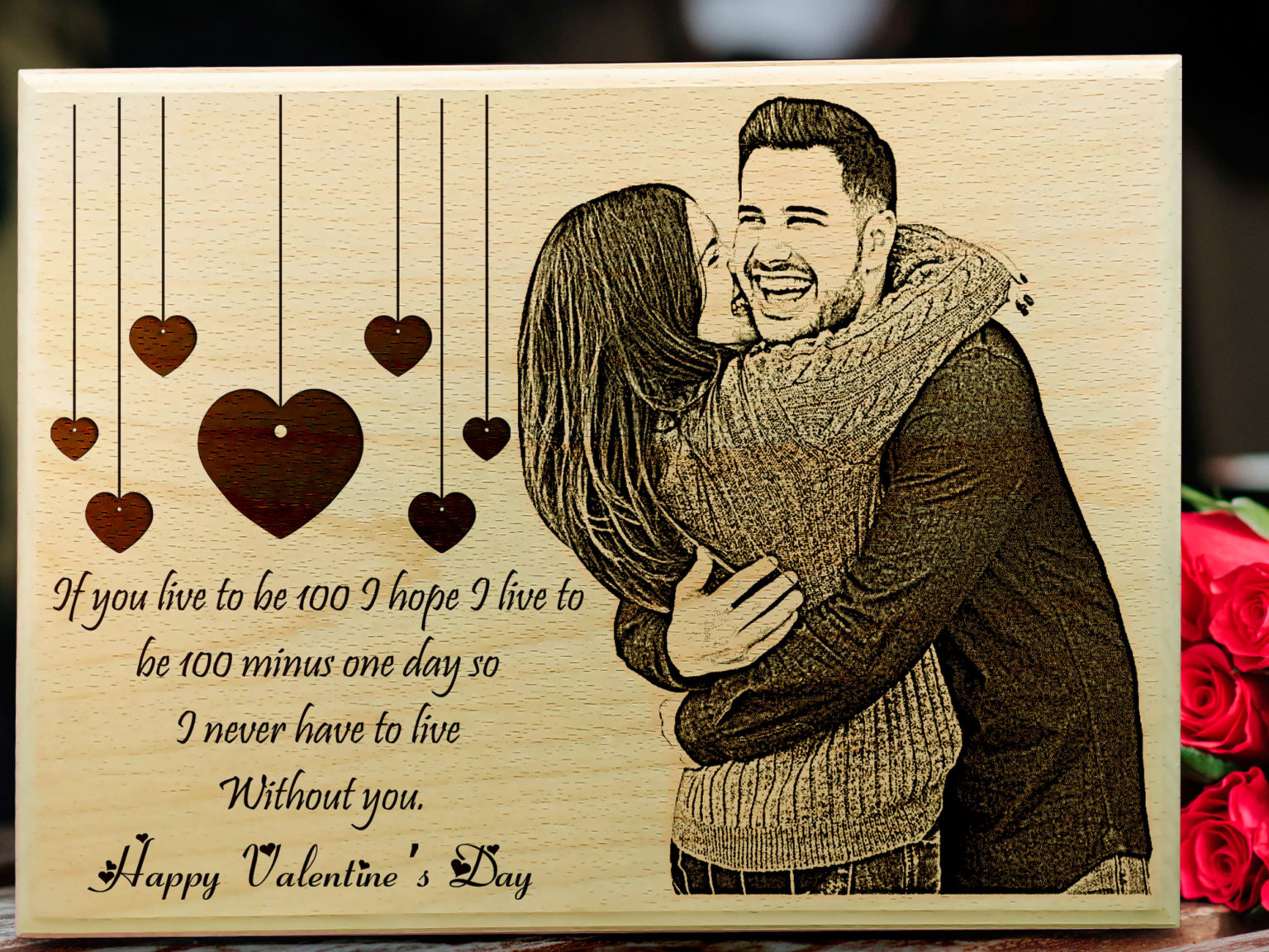 Valentines Day Gift Engraved Maple Personalized Plaque for Girlfriend