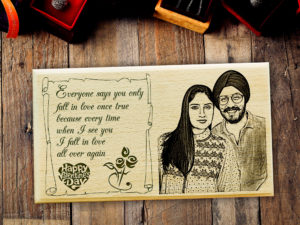 Valentines Personalized Engraved Wooden Photo Frame Gift for Girlfriend or Boyfriend (7×4 inches)