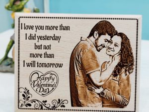 Valentine’s Day Personalized Engraved Wooden Frame Gift for Boyfriend or Husband (9×7 inches)