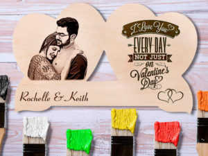 Personalized Photo Engraved Valentine’s Day Gift for Couples (8 x 12 in, Wood)