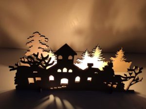 Christmas Decorations DIY Creepy House Shadow Light with Candle