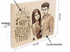 Combo of Personalized Wooden Engraved Photo Frame and Set of 9 Love Birthday Card for Couple (Multicolor, Wood 13×9.5cm)