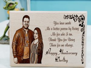 Personalized Gift and Presents for Marriage Anniversary Frame for Couples (7×4 inches, Wood)