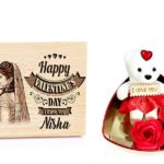 Valentine's Day Combo of Personalized Engraved Photo and Teddy Box for Husband or Wife