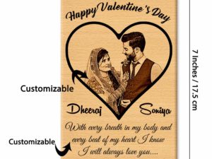 Valentine Gift Combo of Engraved Photo Frame and Heart Shape...